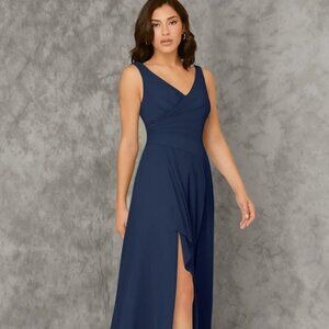 Azazie Kori Dark Navy Size A6 Bridesmaid Maxi Dress